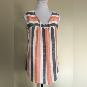 Simone Multi Stripe Sleeveless Summer Top Misty Rose/Denim
